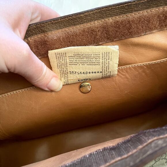 Gucci Vintage Clutch Brown Web Bag Logo Monogram Interlocking GG Stripe - Picture 15 of 16